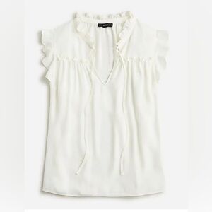 J. Crew XS Ivory Ruffle Tie-Neck Top